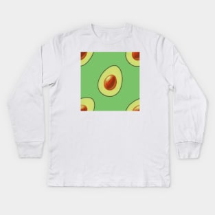 Halfocado Pattern Kids Long Sleeve T-Shirt